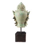 Vintage Indonesian Bronze Vishnu Head Sculpture 12" | Serene Divine Expression | Preserver Protector Hindu Art | Intricate Details | Aged Finish | Cultural Heritage Decor